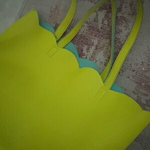 Vibrant Yellow and Blue Scalloped Tote